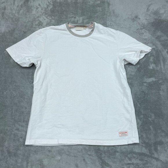 Scotch & Soda White Textured Crew Neck T-Shirt XL Cotton Modern Fit a0512 - Picture 1 of 9
